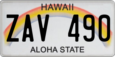 HI license plate ZAV490