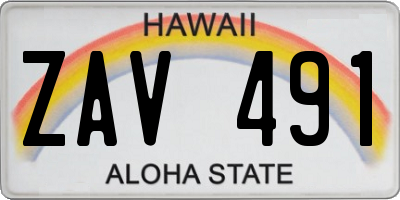 HI license plate ZAV491