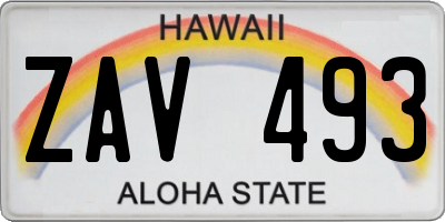 HI license plate ZAV493