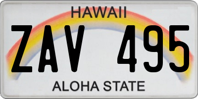 HI license plate ZAV495