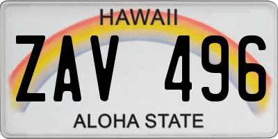 HI license plate ZAV496