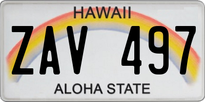 HI license plate ZAV497