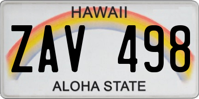 HI license plate ZAV498