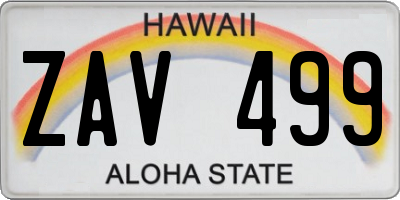 HI license plate ZAV499