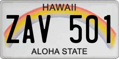 HI license plate ZAV501