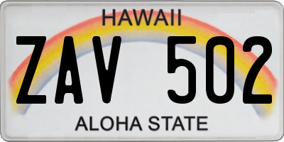 HI license plate ZAV502