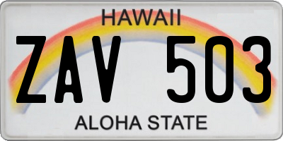 HI license plate ZAV503