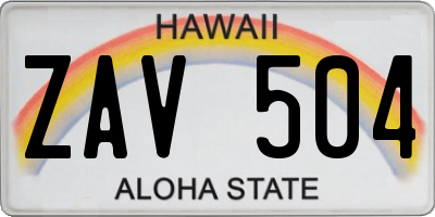 HI license plate ZAV504