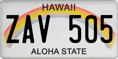 HI license plate ZAV505