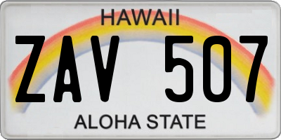 HI license plate ZAV507