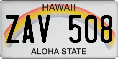 HI license plate ZAV508