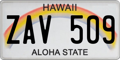 HI license plate ZAV509