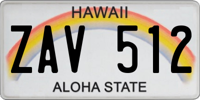 HI license plate ZAV512