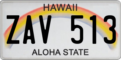 HI license plate ZAV513