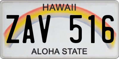 HI license plate ZAV516