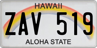 HI license plate ZAV519