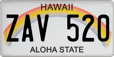 HI license plate ZAV520
