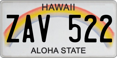 HI license plate ZAV522