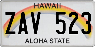 HI license plate ZAV523