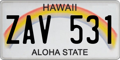HI license plate ZAV531