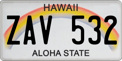 HI license plate ZAV532