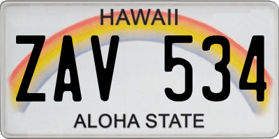 HI license plate ZAV534