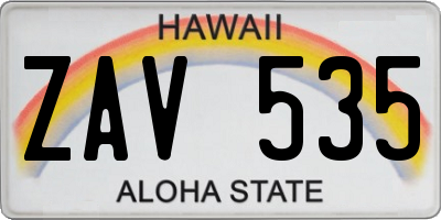HI license plate ZAV535