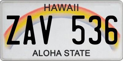HI license plate ZAV536
