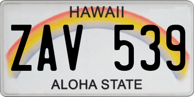 HI license plate ZAV539