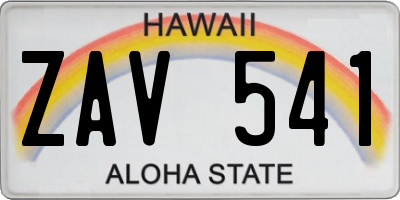 HI license plate ZAV541