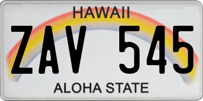 HI license plate ZAV545