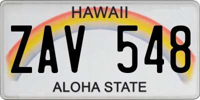HI license plate ZAV548