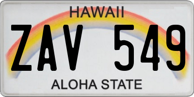 HI license plate ZAV549