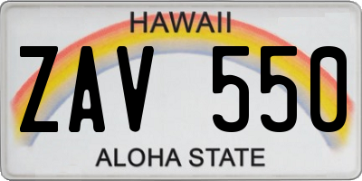 HI license plate ZAV550