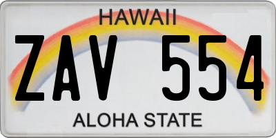 HI license plate ZAV554