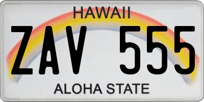 HI license plate ZAV555
