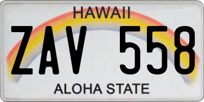 HI license plate ZAV558