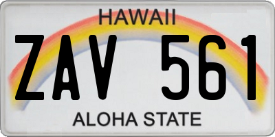 HI license plate ZAV561