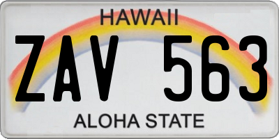 HI license plate ZAV563