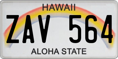 HI license plate ZAV564