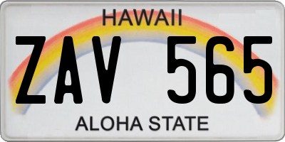 HI license plate ZAV565