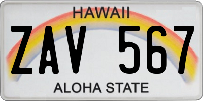 HI license plate ZAV567