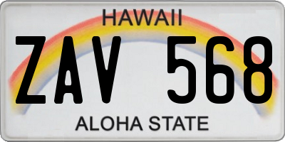 HI license plate ZAV568