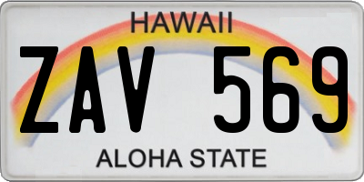 HI license plate ZAV569