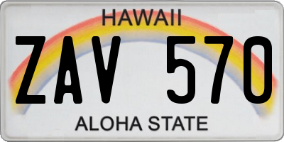 HI license plate ZAV570