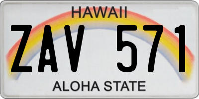 HI license plate ZAV571
