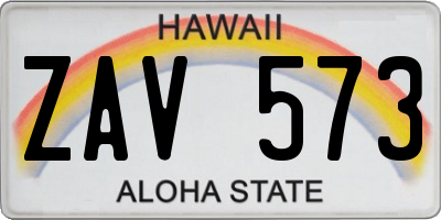 HI license plate ZAV573