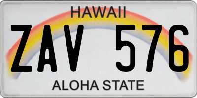 HI license plate ZAV576