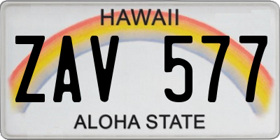 HI license plate ZAV577