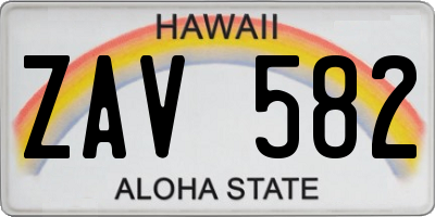 HI license plate ZAV582